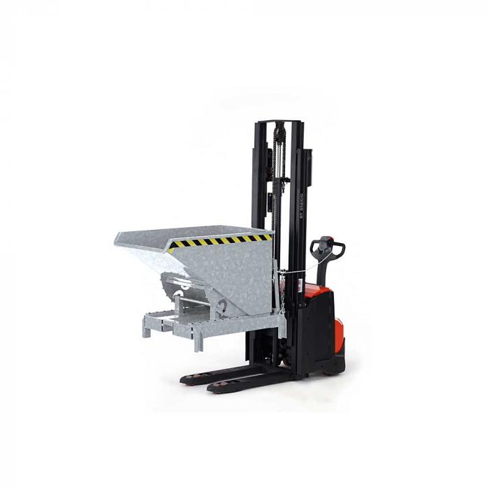 Kääntökippia tyyppi RAM-DST 60 - mitat 1070 x 1340 x 965 mm - irtoreunan korkeus 885 mm - pitoisuus 600 dm³ - kantokyky 1000 kg - eri versiot
