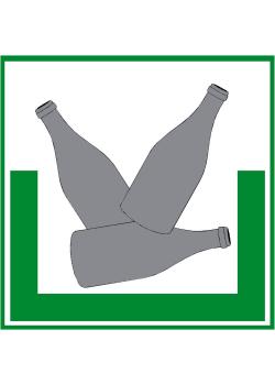 Ympäristömerkki "Keräysastia lasille ruskea/vihreä" - 5-40cm