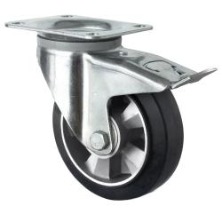 CASCOO Rotella girevole per carichi pesanti con freno totale - Serie BAF4 - Ruota elastica - &Oslash; della ruota da 125 a 200 mm - Altezza totale da 164 a 245 mm - Portata da 300 a 500 kg - Prezzo al pezzo