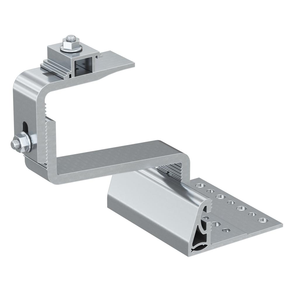 Tagkrog RH HB/VB AL - aluminium - bred bund - firkantet eller afrundet form - tegltykkelse 40 til 67 mm - total højde 119,5 til 164 mm - pakke med 10 stk - pris pr.