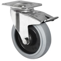 CASCOO Lenkrolle mit Totalfeststeller - Serie R4E2 - Elastik-Rad - Rad-&Oslash; 80 bis 125 mm - Bauh&ouml;he 105 bis 155 mm - Tragkraft 150 bis 220 kg - Preis per St&uuml;ck