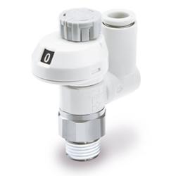 Válvula de retención con estrangulador AS301FS1-S - Latón/PBT - máx. 10 bar - Diametro exterior de la manguera de 4 a 12 mm - Rosca de R 1/8 pulgada a 1/2 pulgada - Con indicador numérico de 180° y revestimiento de PTFE - Precio por unidad