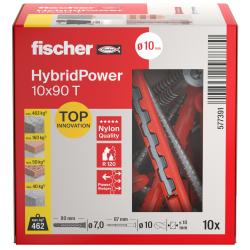 fischer HybridPower 10 x 90 T - Borrdiameter 10 mm - Tappl&auml;ngd 90 mm - F&ouml;rs&auml;nkt skruv 7,0 x 87 mm - 10-pack - Pris per f&ouml;rpackning