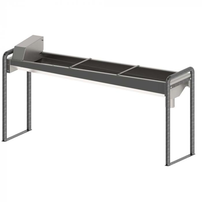 Abreuvoir à auge - inox - avec support au sol ou console murale - arrivée d'eau G 3/4" - longueur intérieure 100 à 190 cm - capacité 50 à 95 l