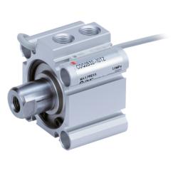 V&eacute;rin compact CDQ2A-TZ - simple effet - force du ressort rentr&eacute;e - avec aimant - al&eacute;sage filet&eacute; des deux c&ocirc;t&eacute;s - tige de piston avec filetage femelle