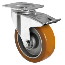 CASCOO Lenkrolle mit Totalfeststeller - Serie AAU5 - PU-Rad - Rad-&Oslash; 125 mm - Bauh&ouml;he 155 mm - Tragkraft 300 kg - Preis per St&uuml;ck