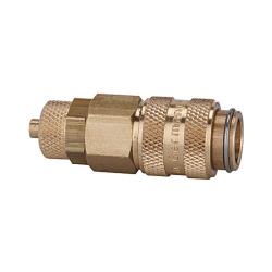 Snelkoppeling - blank messing - NW 5 - slangaansluiting 8 x 6 - PN 35 bar