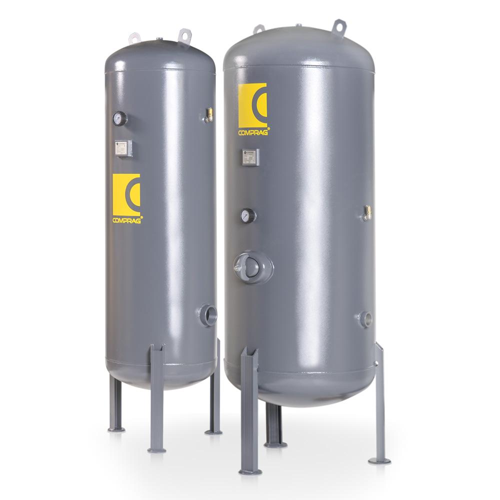 Réservoir d'air comprimé série RV - 11 bar - volume 500 à 3000 l - revêtement époxy RAL 7015, extérieur