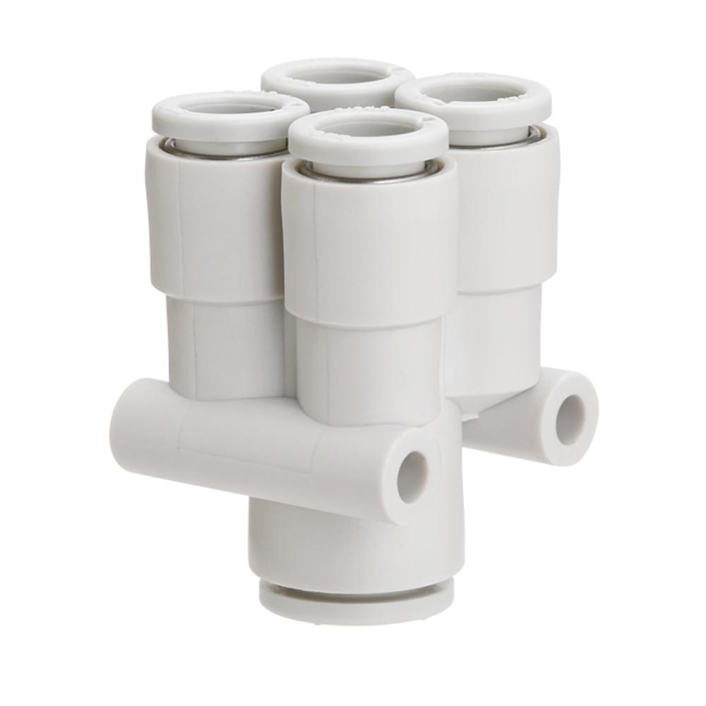 Conector en Y con reducción KQ2UD -  cuádruple - PBT/PP - Ø de manguera de 4 a 8 mm - Unidad de embalaje 10 unidades - Precio por unidad