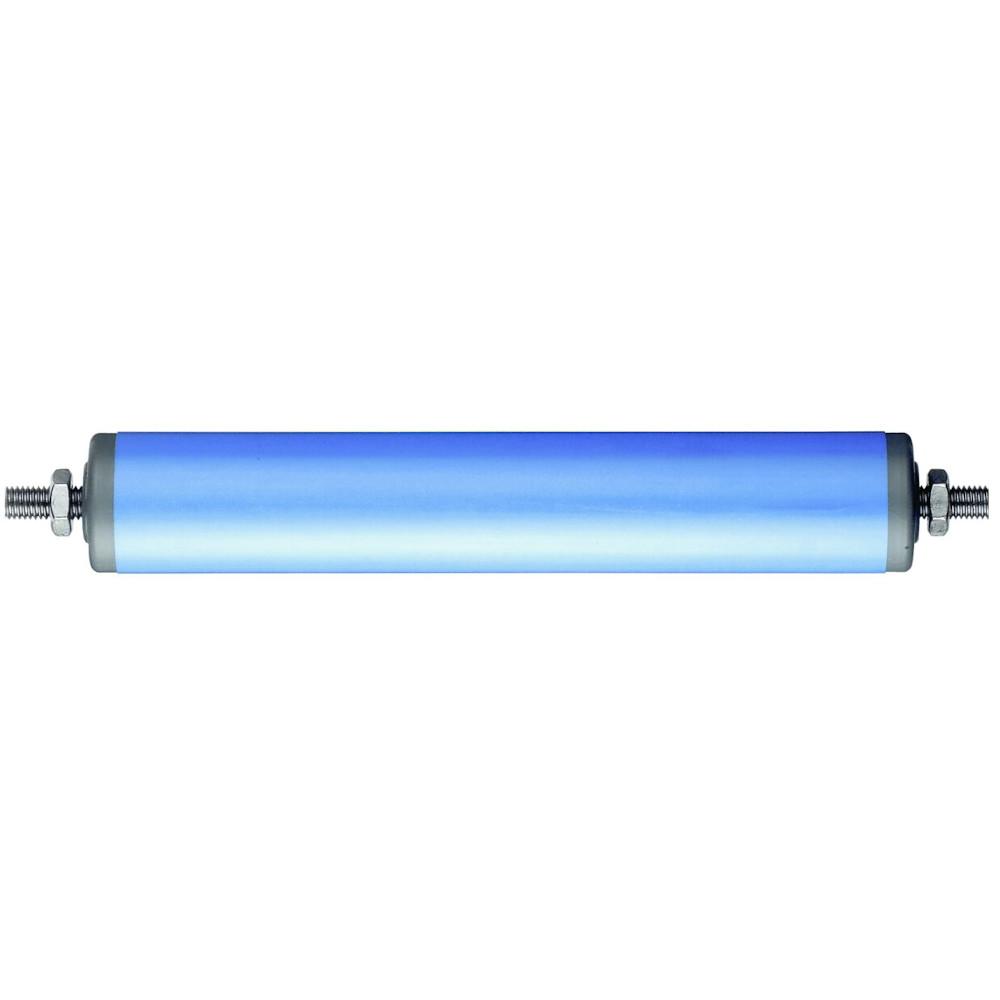 Tragrolle - Kunststoffrohr blau - thermoplastischer Kunststoff - mit zwei Kugelreihen aus Stahl - Tragkraft 20 kg - Rollenl&auml;nge 200 bis 600 mm - mit Federachse 10 mm - Preis per St&uuml;ck