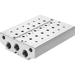 Blocco di collegamento FESTO VABM‑B10‑25E‑G12 - Attacco pneumatico G 1/2 - Passo 27,5 mm - Da 2 a 10 posti valvola - Prezzo per pezzo