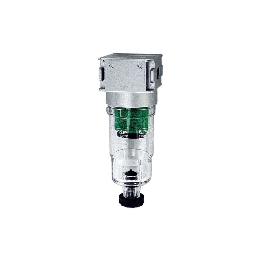 Microfiltro multifix-mini - con recipiente de PC - 0,01 µm - BG 0 - G 1/8 y G ¼ - PE máx. 16 bar - temperatura ambiente del medio máx. 60 °C - purga de condensados