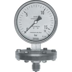 Manometro a membrana - versione chimica - verticale - &Oslash; 100 - G 1/2" - tipo 432.50 - classe 1,6 - intervallo di visualizzazione da 0 a 16 bar
