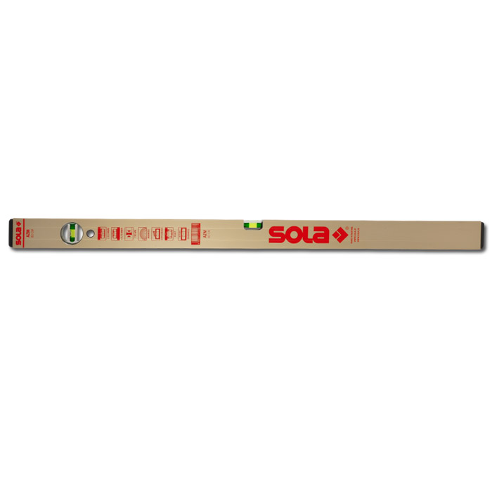 Nivel de burbuja de aluminio Sola AZM - anodizado dorado - con 2 niveles de burbuja Longitud de 30 a 200 cm