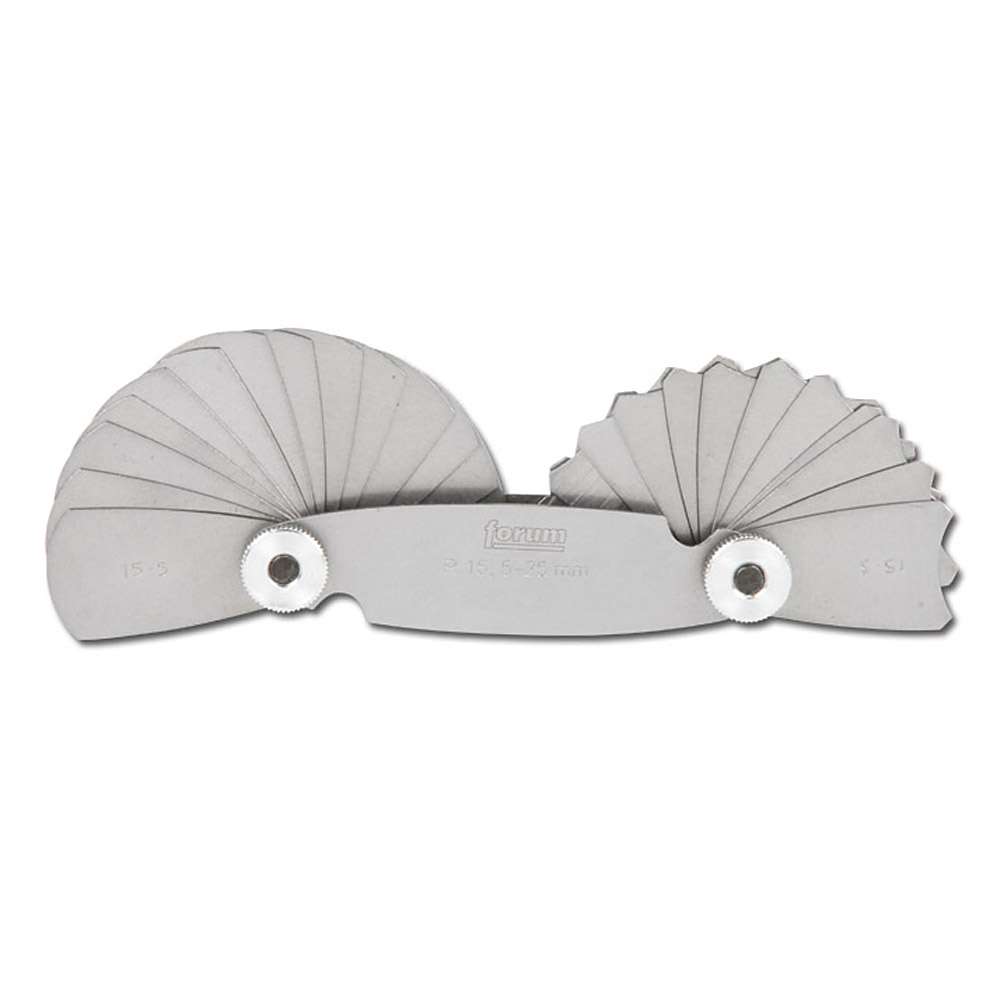 Radiussjabloon - staal - radii 1 tot 25 mm - 17 bladen