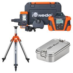 Nedo PRIMUS 3 HVA2N Jubilejn&iacute; set - plně automatick&yacute; dvouos&yacute; sklonov&yacute; laser - včetně COMMANDER 3 - v setu s jubilejn&iacute;m klikov&yacute;m stativem a jubilejn&iacute; nerezovou svačinovou krabičkou