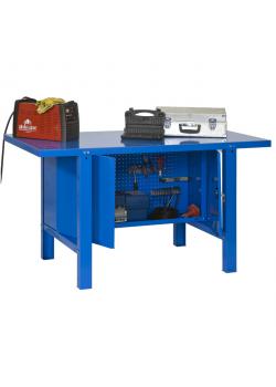 Workbench BT-seks Metal Locker - fargen blå - med verktøyskap og Pegboard