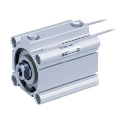 V&eacute;rin compact SMC CQ2B-D - double effet - al&eacute;sage traversant - tige de piston &agrave; filetage femelle - sans amortissement