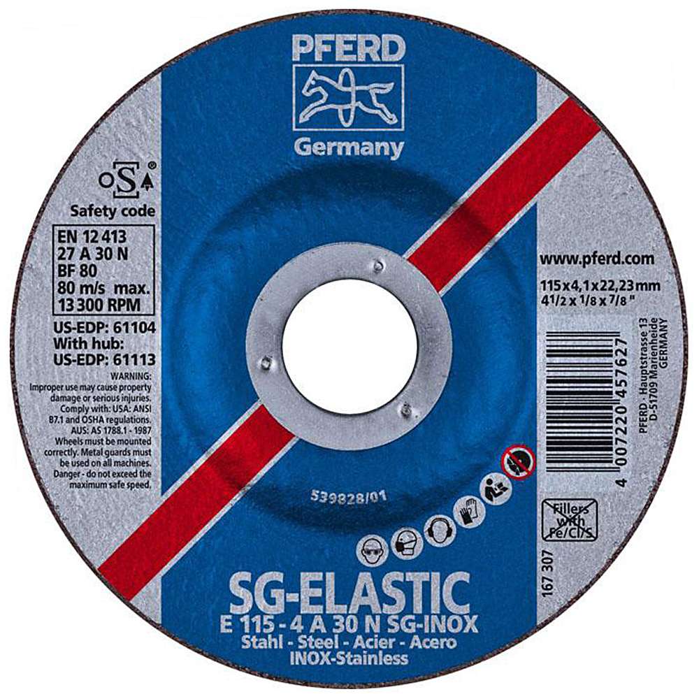 Disco de desbaste - PFERD - para INOX - dureza N - diámetro 115 a 230 mm - PU 10 unidades - precio por PU