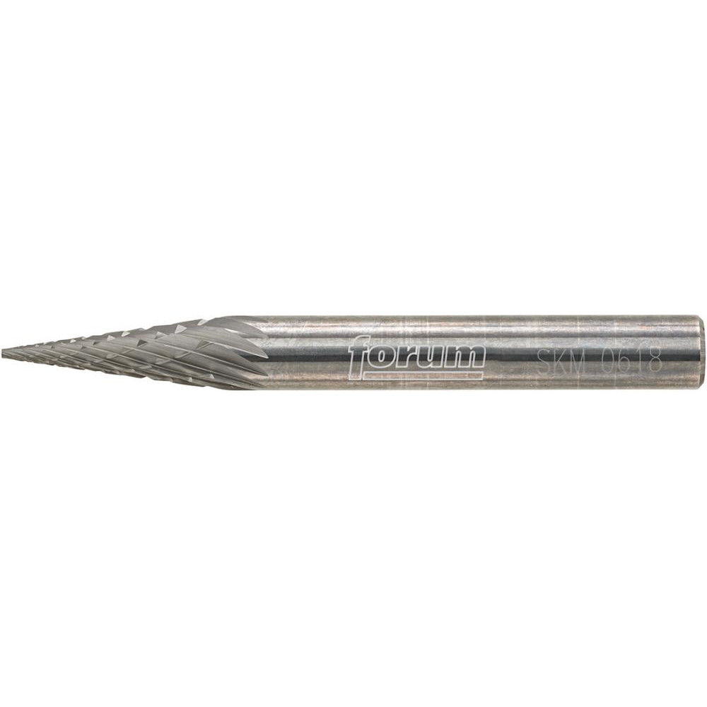 Fraise sur tige en carbure SKM  - FORUM - Denture C - Forme conique pointue - &Oslash; de la tige 6 mm - &Oslash; de la t&ecirc;te 6 &agrave; 12 mm
