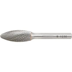 Fraise sur tige en carbure B 1230  - FORUM - Denture C - Forme en flamme - &Oslash; de la tige 6 mm - &Oslash; de la t&ecirc;te 12 mm