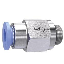 Rechte steekverbinding Blauwe serie - zelfafsluitend - AG G 1/8 tot G 1/2 - Buiten-&Oslash; slang 4 tot 12 mm - Werkdruk tot 10 bar - Kunststof/vernikkeld messing - Prijs per stuk