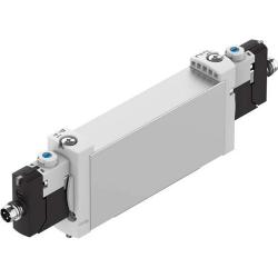 FESTO – zawór elektromagnetyczny VUVG-B18-F-1R8L – zawór 5/3-drogowy – zewnętrzne zasilanie powietrzem sterującym –  sprężyna mechaniczna – zawór z płytą przyłączeniową G1/4 – z płytą przyłączeniową elektryczną R8 – cena za sztukę
