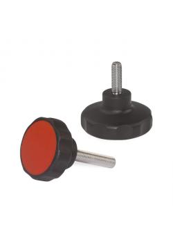 En stjerne drejeknapper - med monterede skrue - Ø 32,5-55 mm - M6 X 14 til M 8 x 38 mm - sort