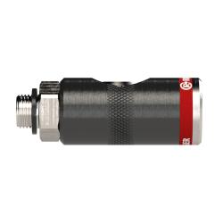 Painonappikytkimell&auml; varustettu turvaliitin - NW 7.4 - alumiini - py&ouml;riv&auml; - ulkokierre G 1/4" - G 1/2" - k&auml;ytt&ouml;paine 12 bar - hinta per kappale