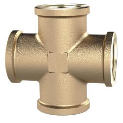 Raccord en croix - laiton brillant - 4 filetages femelles G 1/2" - PN 16 - Prix &agrave; l'unit&eacute;
