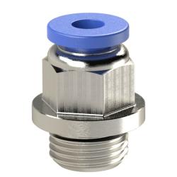 Rechte steekverbinding Blauwe serie - mini - diverse buitendraad - slangbuitendiameter 3 tot 6 mm - werkdruk -0,95 tot 10 bar - kunststof/vernikkeld messing - prijs per stuk