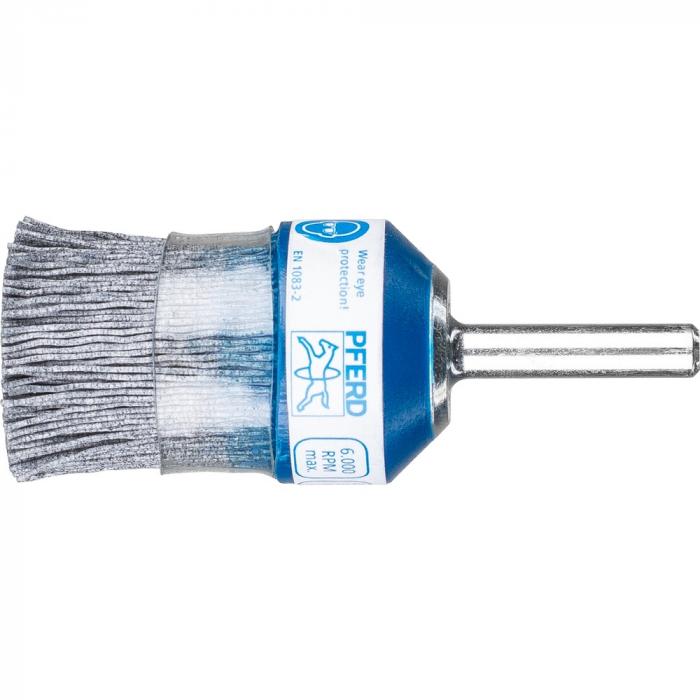PFERD Pinselbürste PBUPR mit Plastikkörper und Stützring - Kunststoffbesatz Siliciumcarbid (SiC) - ungezopft - Außen-ø 25 und 38 mm - Körnung 120 0,55 und 120 1,00