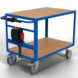 Eldriven vagn - 2 lastplattformar 1200 x 800 mm - lastkapacitet 500 kg - gentianabl&aring; - pris per enhet