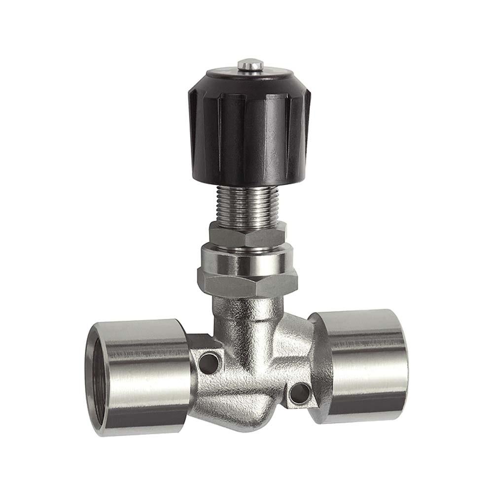 Válvula de aguja - Latón niquelado - Rp 1/8 a Rp 1/2 - Longitud 51,6 a 69 mm - Precio por unidad