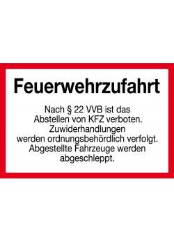 Brandschutzzeichen  "Feuerwehrzufahrt"