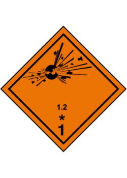 Gevaarlijke stoffen-borden "Explosieve stoffen - Klasse 1 - Subklasse 1.2" - Zijlengte 5