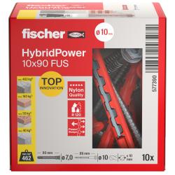 fischer HybridPower 10 x 90 FUS - Borrdiameter 10 mm - Tappl&auml;ngd 90 mm - Sexkantsskruv 7,0 x 89 mm - 10-pack - Pris per f&ouml;rpackning