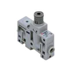 ARM5SB regulator - enskild enhet - DIN-skenemontering - inlopp/utlopp Ø 4 eller 6 mm - med eller utan manometer - pris per styck