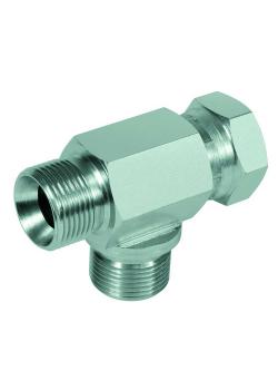 Verstelbare L-aansluiting - verchroomd staal - 2 AG 60°-conus G 1/8"  tot G 2" - 1 IG Ümoefmoer 60°-conus G 1/8"  tot G 2"