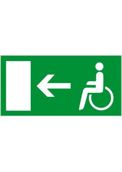 Vluchtwegbord "Vluchtweg voor gehandicapten links" - zijlengte 10-40 cm