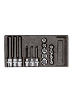 GEDORE røde skrutrekkerbit sett - 1/2 tommer - i 1/3 skummodul - 15 deler