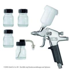 SATAjet 20 B - Lackierpistole - mit 65 ml Kunststoffbecher, Glassteckbecher und 3 Glasbecher mit Bindedeckel - für KFZ, Maler, Tischler und Industrie