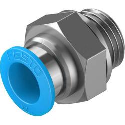 FESTO - QS - Racor rápido roscado - Latón niquelado - Rosca exterior con hexágono exterior - Diámetro nominal 3 a 13 mm - PU 1 pulgada - Precio por unidad de embalaje