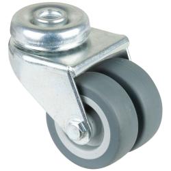 Roulette double pour appareils avec trou arri&egrave;re - Roue thermoplastique - &Oslash; de la roue 50 mm - hauteur totale 73 mm - Charge admissible 70 kg - Prix &agrave; l'unit&eacute;