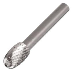 Restposten - HSS-Frässtift - Tropfenform - Zahnung 3 - Schaft-Ø 6 mm -Gesamtlänge 56 mm