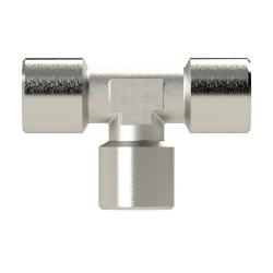 Raccord en T - laiton nickel&eacute; - 3 x filetage femelle G - PN max. 60 bar - Prix &agrave; l'unit&eacute;