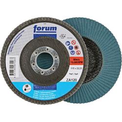F&auml;cherschleifscheibe - Zirkonkorund - gew&ouml;lbt - Au&szlig;en-&Oslash; 115mm - K&ouml;rnung 120 - FORUM