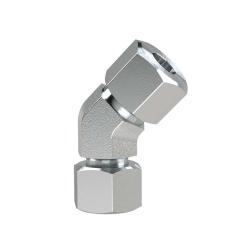 Verstelbare 45°-aansluitfitting - verzinkt staal - 360° draaibaar - PN max. 315 bar - buitendiameter buis 15 mm