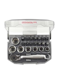 GEDORE røde bit ratchet sett - 1/4 tommer - med bit-fix adapter - byttbar - 23-deler