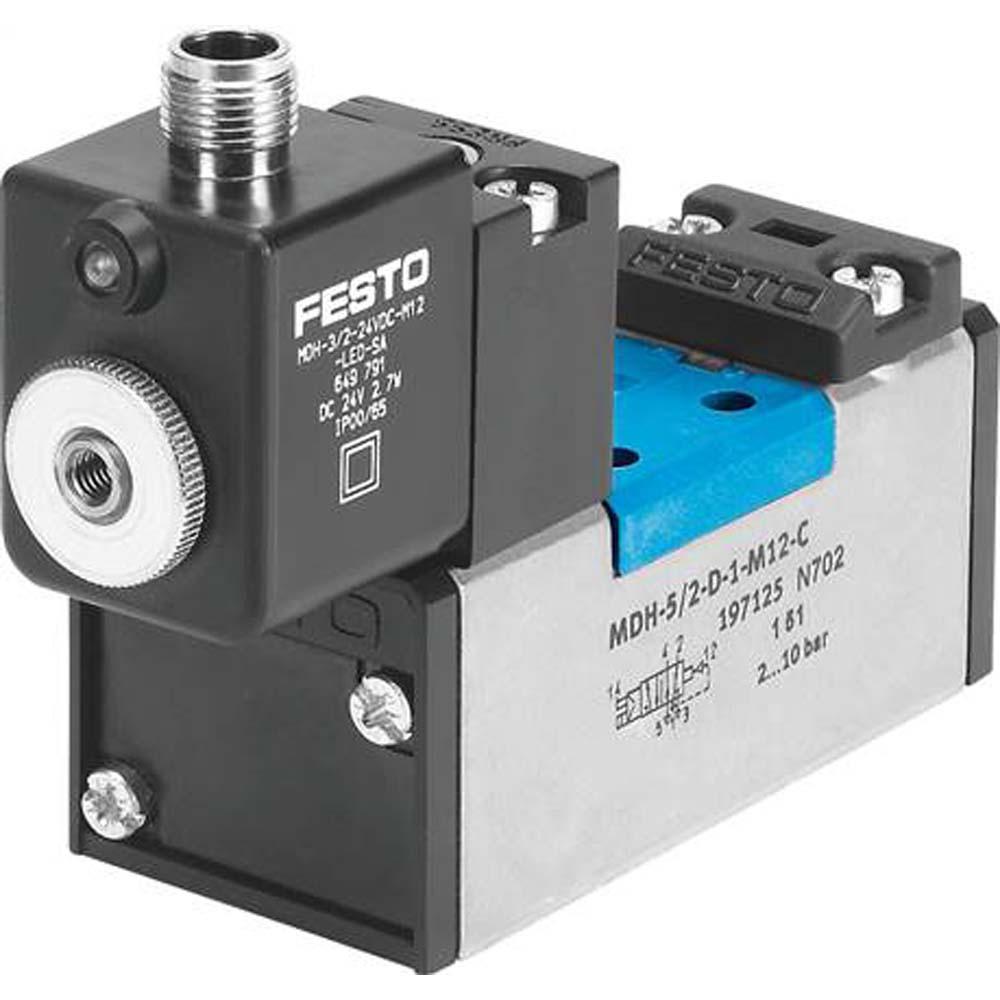 FESTO - Válvula magnética MDH-5/2-D-3 - Función de válvula 5/2 monoestable - con resorte mecánico o neumático - Precio por unidad